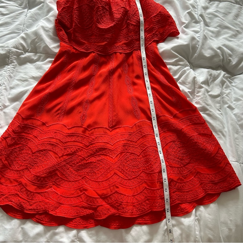 Parker 100% silk red mini dress size s - Picture 6 of 10